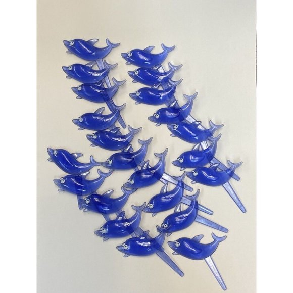 BAKERY CRAFTS 2007 Party Cupcake Picks Dark Blue Dolphin Ocean Theme LOT 22 - Picture 1 of 6